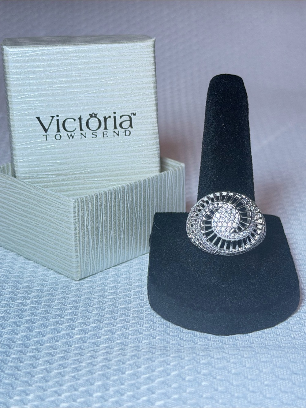 Silver Spiral Pavé Cocktail Ring